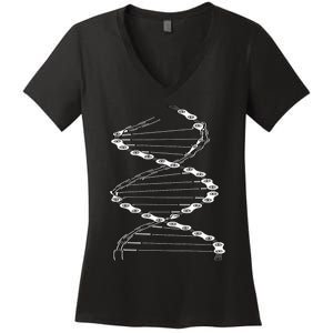 Funny DNA Cycling Bicycle Chain Mountain Bike Lovers Outfit Women's V-Neck T-Shirt