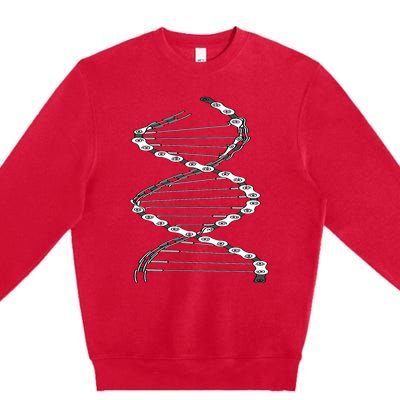 Funny DNA Cycling Bicycle Chain Mountain Bike Lovers Outfit Premium Crewneck Sweatshirt