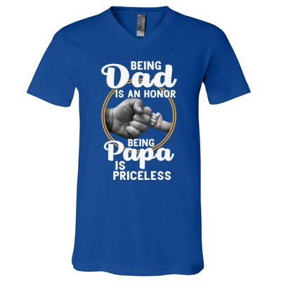 Funny Dad Cute Gift Being Dad Is An Honor Fathers Day Great Gift V-Neck T-Shirt