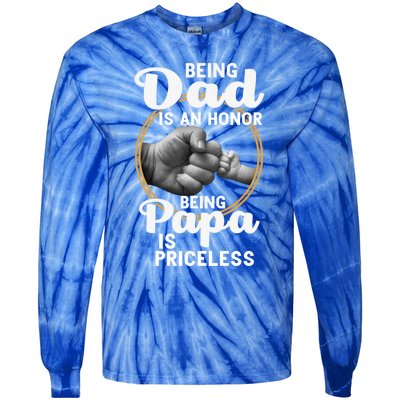 Funny Dad Cute Gift Being Dad Is An Honor Fathers Day Great Gift Tie-Dye Long Sleeve Shirt