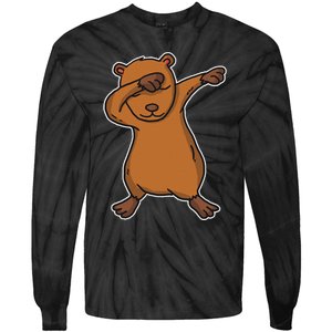 Funny Dabbing Capybara Gift Water Pig Dab Dance Tie-Dye Long Sleeve Shirt