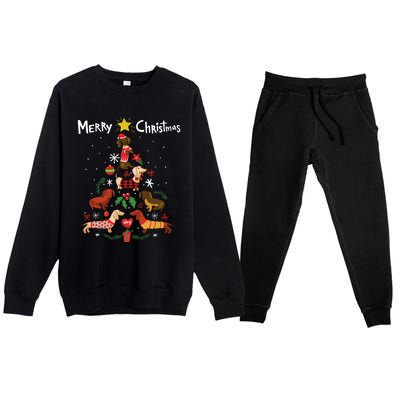 Funny Dachshund Christmas Tree Ornament Gift Sweatshirt Premium Crewneck Sweatsuit Set