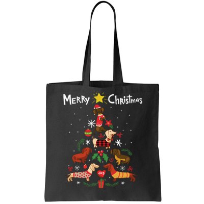 Funny Dachshund Christmas Tree Ornament Gift Sweatshirt Tote Bag