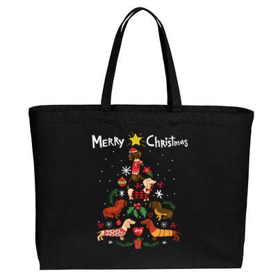 Funny Dachshund Christmas Tree Ornament Gift Sweatshirt Cotton Canvas Jumbo Tote