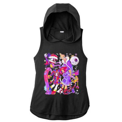 Funny Digital Circus Pomni Ragatha Jax Ladies PosiCharge Tri-Blend Wicking Draft Hoodie Tank