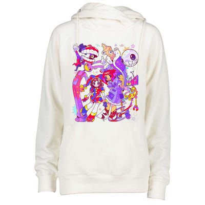 Funny Digital Circus Pomni Ragatha Jax Womens Funnel Neck Pullover Hood