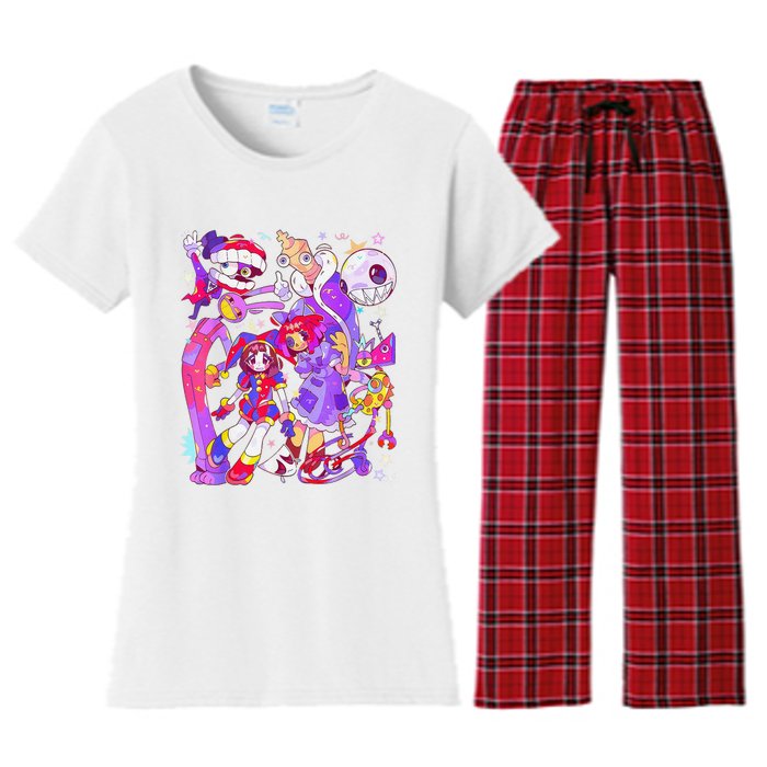 Funny Digital Circus Pomni Ragatha Jax Women's Flannel Pajama Set