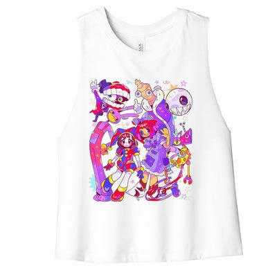 Funny Digital Circus Pomni Ragatha Jax Women's Racerback Cropped Tank