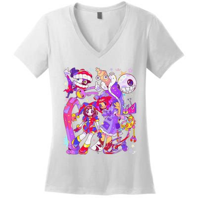 Funny Digital Circus Pomni Ragatha Jax Women's V-Neck T-Shirt