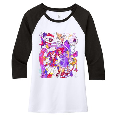 Funny Digital Circus Pomni Ragatha Jax Women's Tri-Blend 3/4-Sleeve Raglan Shirt