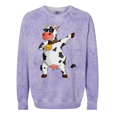 Funny Dabbing Cow lover Farming Cow Colorblast Crewneck Sweatshirt