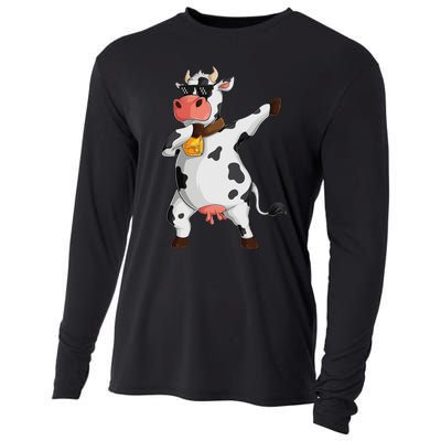 Funny Dabbing Cow lover Farming Cow Cooling Performance Long Sleeve Crew