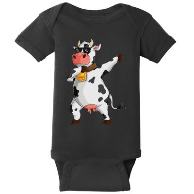 Funny Dabbing Cow lover Farming Cow Baby Bodysuit