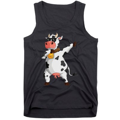 Funny Dabbing Cow lover Farming Cow Tank Top