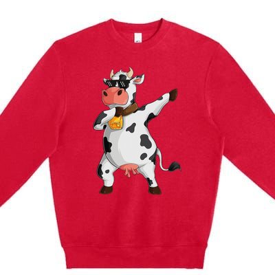 Funny Dabbing Cow lover Farming Cow Premium Crewneck Sweatshirt