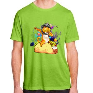 Funny Dabbing Cat Astronaut In Space Riding Taco Adult ChromaSoft Performance T-Shirt