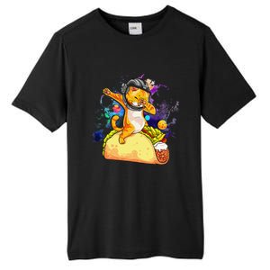 Funny Dabbing Cat Astronaut In Space Riding Taco Tall Fusion ChromaSoft Performance T-Shirt