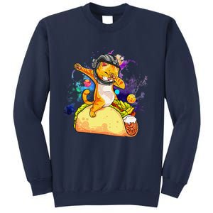 Funny Dabbing Cat Astronaut In Space Riding Taco Sweatshirt