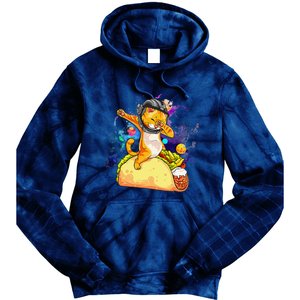 Funny Dabbing Cat Astronaut In Space Riding Taco Tie Dye Hoodie