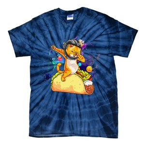 Funny Dabbing Cat Astronaut In Space Riding Taco Tie-Dye T-Shirt