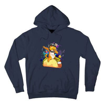 Funny Dabbing Cat Astronaut In Space Riding Taco Tall Hoodie