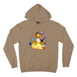 Funny Dabbing Cat Astronaut In Space Riding Taco Hoodie