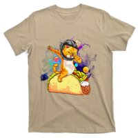 Funny Dabbing Cat Astronaut In Space Riding Taco T-Shirt