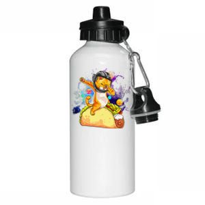 Funny Dabbing Cat Astronaut In Space Riding Taco Aluminum Water Bottle