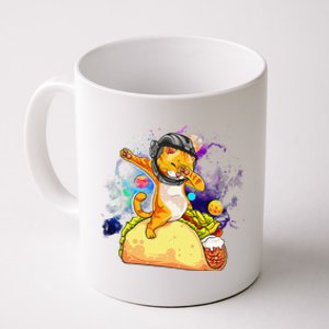 Funny Dabbing Cat Astronaut In Space Riding Taco Coffee Mug