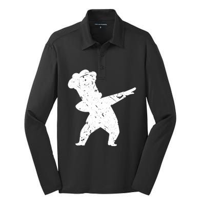 Funny Dabbing Chef Dab Chef Dad Gift Culinary Gift Silk Touch Performance Long Sleeve Polo