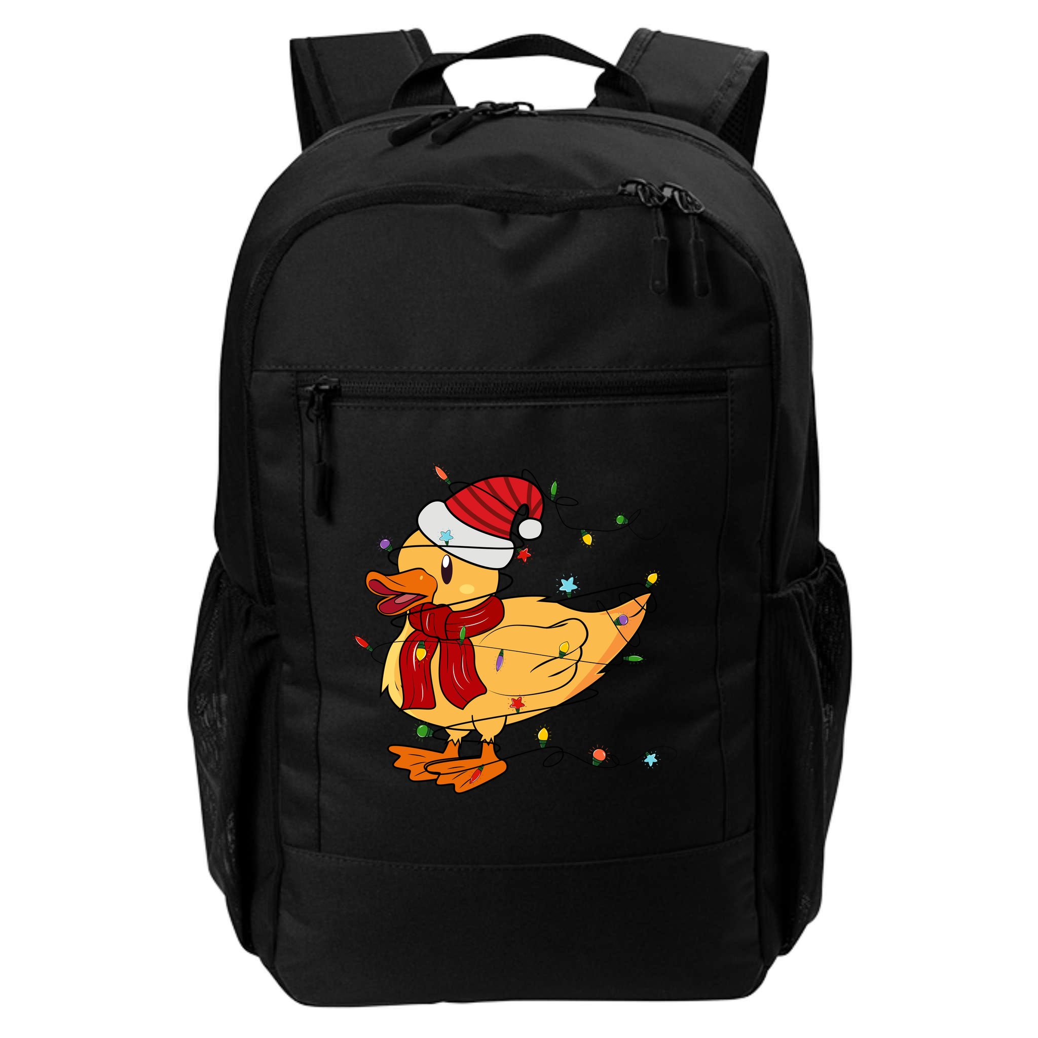 Funny Duck Christmas Lights Gift Santa Hat Xmas Holiday Gift Backpack