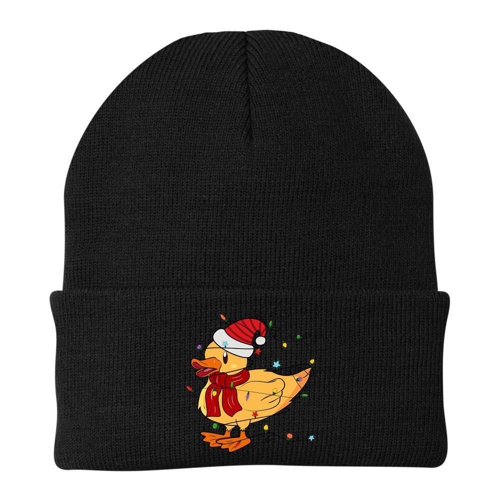 Funny Duck Christmas Lights Gift Santa Hat Xmas Holiday Gift Beanie