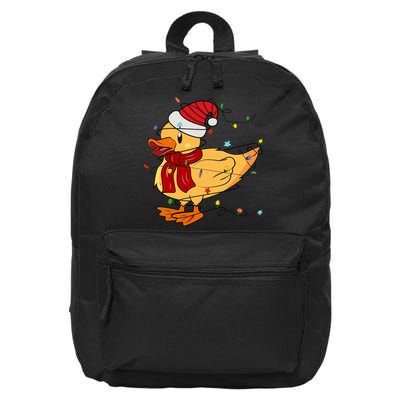 Funny Duck Christmas Lights Gift Santa Hat Xmas Holiday Gift 16 in Basic Backpack