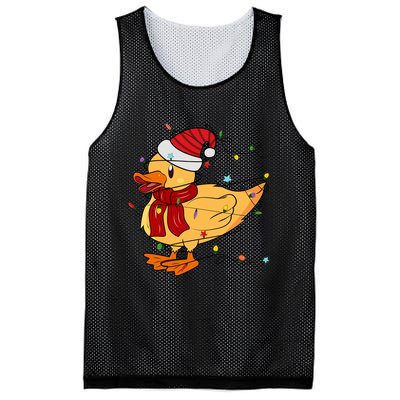 Funny Duck Christmas Lights Gift Santa Hat Xmas Holiday Gift Mesh Reversible Basketball Jersey Tank