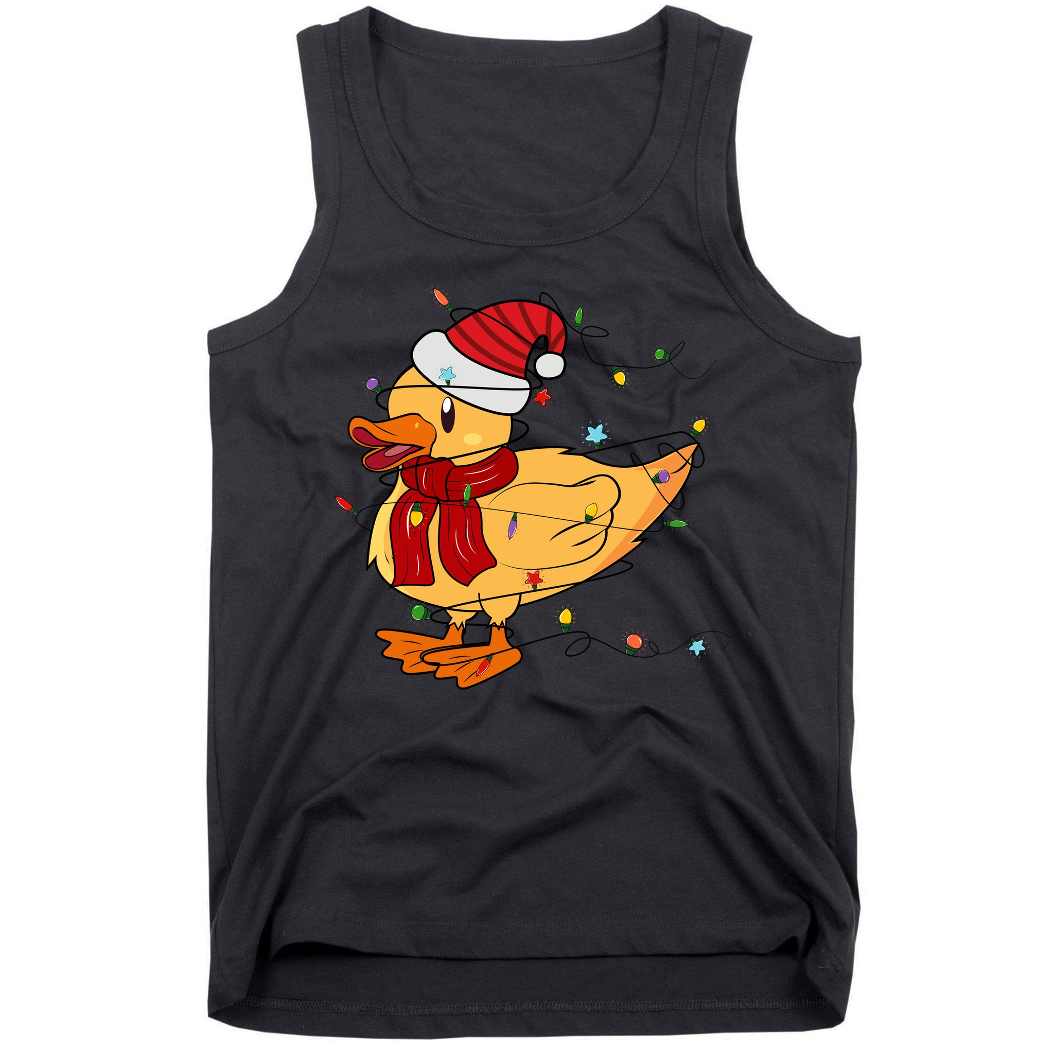 Funny Duck Christmas Lights Gift Santa Hat Xmas Holiday Gift Tank Top