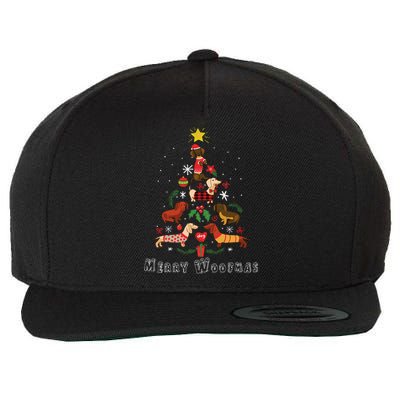 Funny Dachshund Christmas Tree For Lovers Wool Snapback Cap