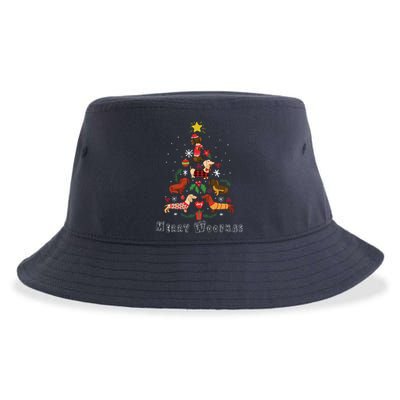 Funny Dachshund Christmas Tree For Lovers Sustainable Bucket Hat