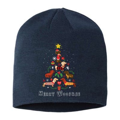 Funny Dachshund Christmas Tree For Lovers Sustainable Beanie