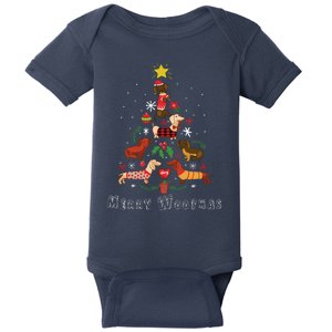 Funny Dachshund Christmas Tree For Lovers Baby Bodysuit