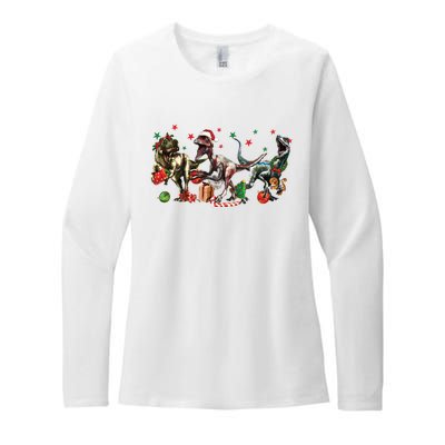 Funny Dinosaur Christmas Gift Womens CVC Long Sleeve Shirt