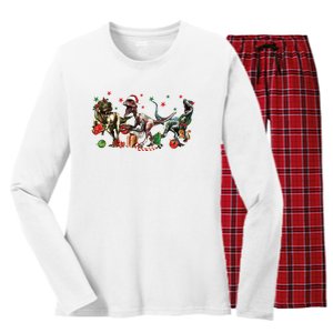 Funny Dinosaur Christmas Gift Women's Long Sleeve Flannel Pajama Set 