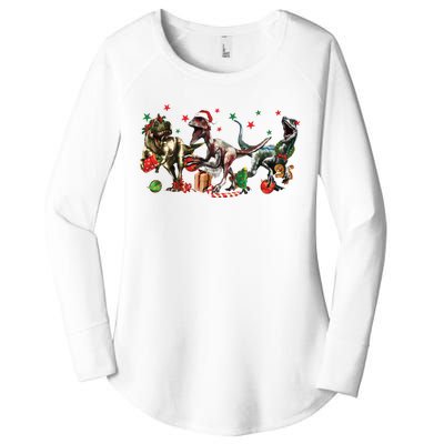 Funny Dinosaur Christmas Gift Women's Perfect Tri Tunic Long Sleeve Shirt