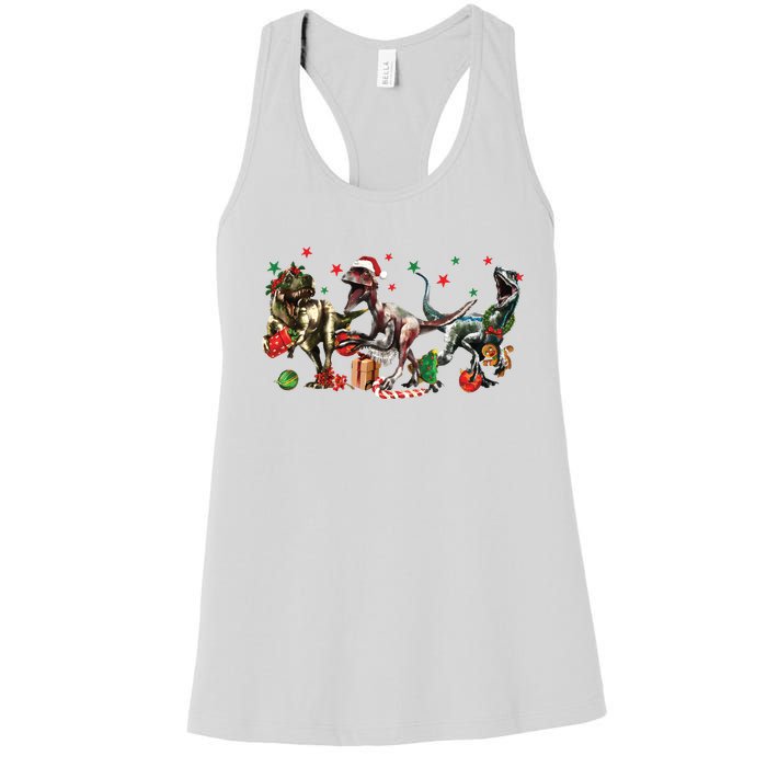 Funny Dinosaur Christmas Gift Women's Racerback Tank