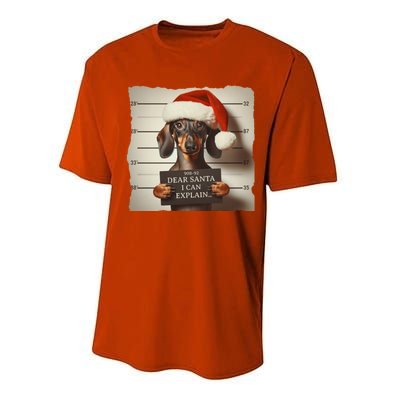 Funny Dachshund Christmas Dear Santa I Can Explain Gift Performance Sprint T-Shirt