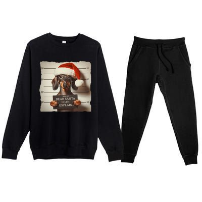 Funny Dachshund Christmas Dear Santa I Can Explain Gift Premium Crewneck Sweatsuit Set