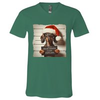 Funny Dachshund Christmas Dear Santa I Can Explain Gift V-Neck T-Shirt