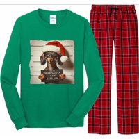 Funny Dachshund Christmas Dear Santa I Can Explain Gift Long Sleeve Pajama Set