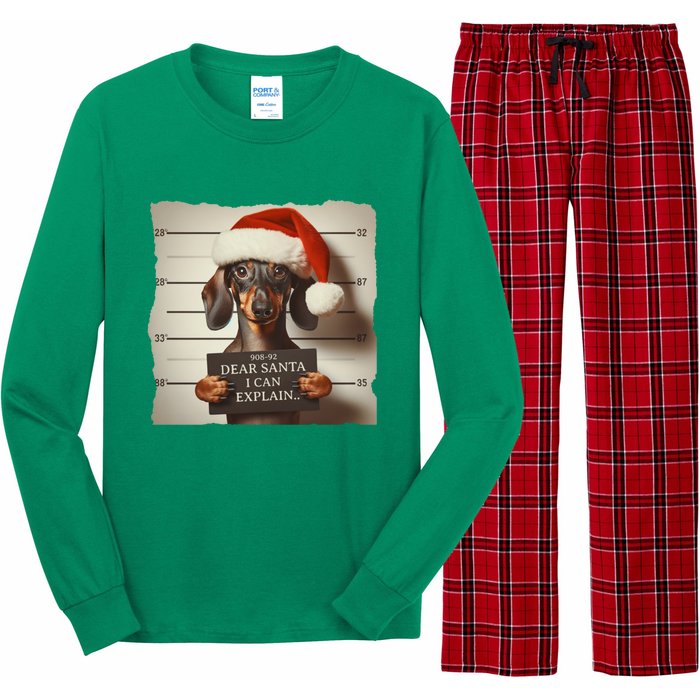 Funny Dachshund Christmas Dear Santa I Can Explain Gift Long Sleeve Pajama Set