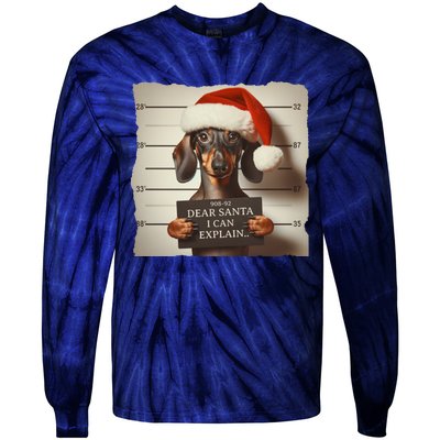 Funny Dachshund Christmas Dear Santa I Can Explain Gift Tie-Dye Long Sleeve Shirt