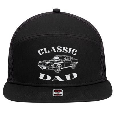 Funny Dad Classic Car Graphic 7 Panel Mesh Trucker Snapback Hat